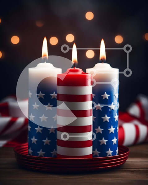 Intra Συλλεκτικό Ξύλινο Παζλ Plywood  4mm - Πατριωτικά κεριά για τον εορτασμό της 4ης Ιουλίου Σε Ξύλινο Κουτί - Διαστάσεις: 10x10 cm – 25 κομμάτια