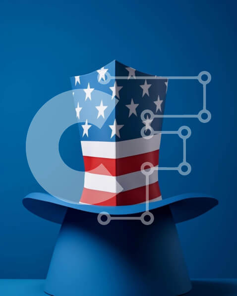 Intra Συλλεκτικό Ξύλινο Παζλ Plywood  4mm - Αμερικανική πατριωτική γιορτή με μπλε καπέλο Σε Ξύλινο Κουτί - Διαστάσεις: 10x10 cm – 25 κομμάτια