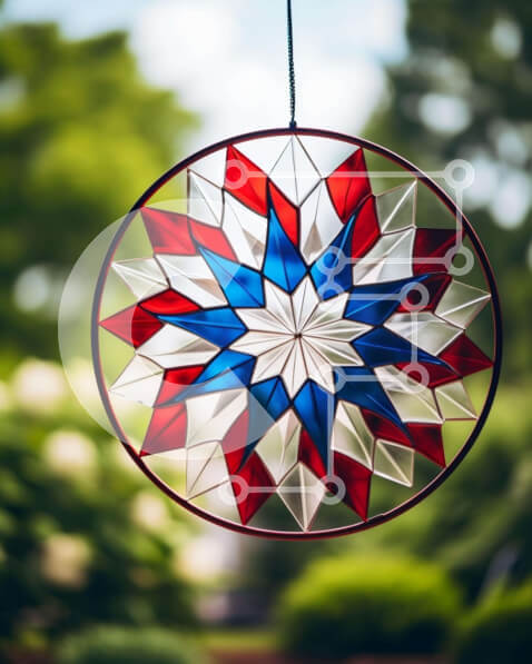 Σετ των 2 Intra Συλλεκτικό Ξύλινο Παζλ Plywood  4mm - Παράθυρο από βιτρό σε σχήμα αστεριού στη φύση Σε Ξύλινο Κουτί - Διαστάσεις: 10x10 cm – 25 κομμάτια