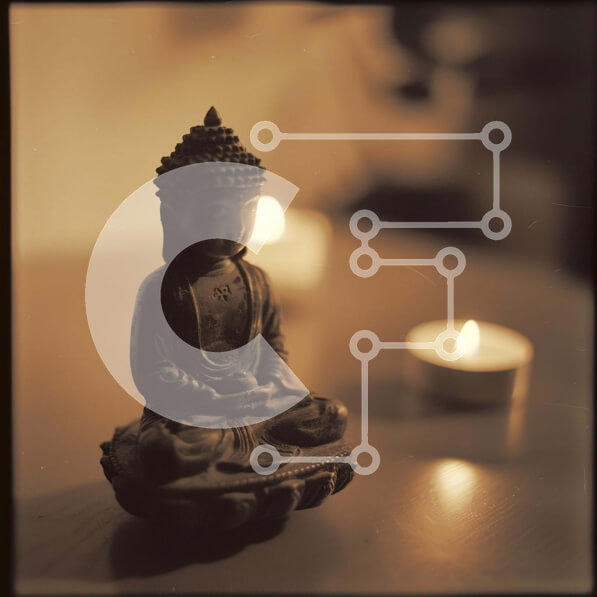 Intra Συλλεκτικό Ξύλινο Παζλ Plywood  4mm - Άγαλμα του Βούδα στο τραπέζι με αναμμένα κεριά Σε Ξύλινο Κουτί - Διαστάσεις Puzzle: 10x10 cm – 25 κομμάτια