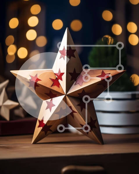 Intra Συλλεκτικό Ξύλινο Παζλ Plywood  4mm - Ξύλινο Αστέρι Διακόσμηση σε γιορτινό σκηνικό Σε Ξύλινο Κουτί - Διαστάσεις Puzzle: 10x10 cm – 25 κομμάτια