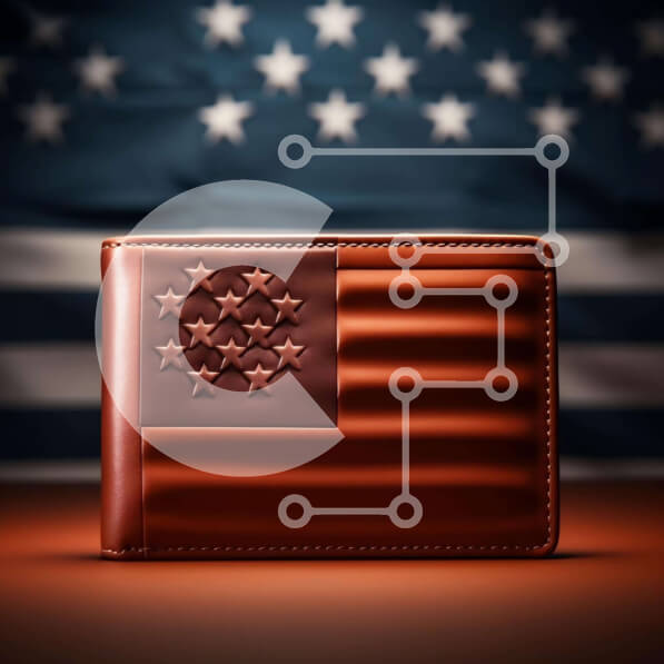 Intra Συλλεκτικό Ξύλινο Παζλ Plywood  4mm - Καφέ δερμάτινο πορτοφόλι με στάμπα αμερικανικής σημαίας Σε Ξύλινο Κουτί - Διαστάσεις: 10x10 cm – 25 κομμάτια