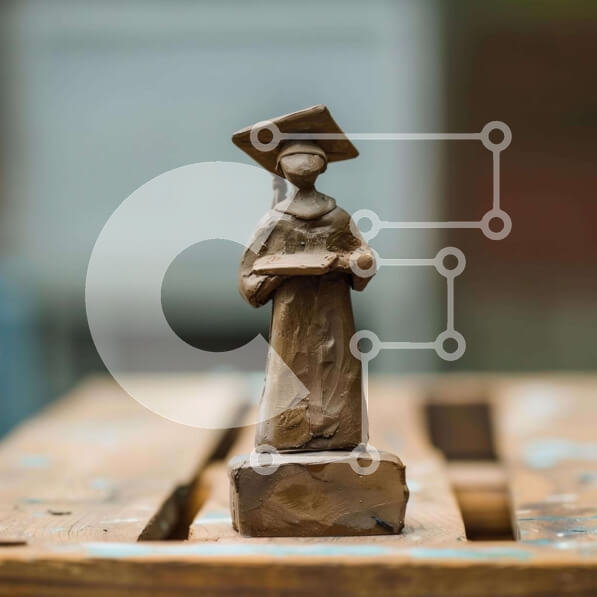 Intra Συλλεκτικό Ξύλινο Παζλ Plywood  4mm - Επίδειξη ειδωλίων αποφοίτησης σε ξύλινο τραπέζι Σε Ξύλινο Κουτί - Διαστάσεις: 10x10 cm – 25 κομμάτια