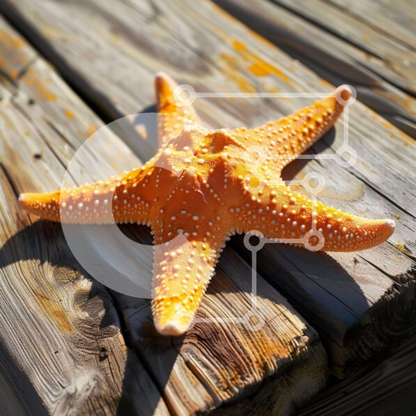 Intra Συλλεκτικό Ξύλινο Παζλ Plywood  4mm - Πορτοκαλί αστερίας σε ξύλινο τραπέζι Σε Ξύλινο Κουτί - Διαστάσεις: 10x10 cm – 25 κομμάτια