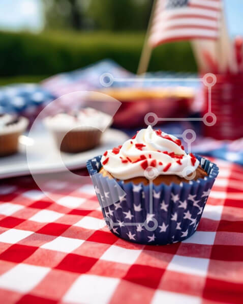 Intra Συλλεκτικό Ξύλινο Παζλ Plywood  4mm - Πατριωτική σκηνή πικνίκ 4ης Ιουλίου Σε Ξύλινο Κουτί - Διαστάσεις: 10x10 cm – 25 κομμάτια