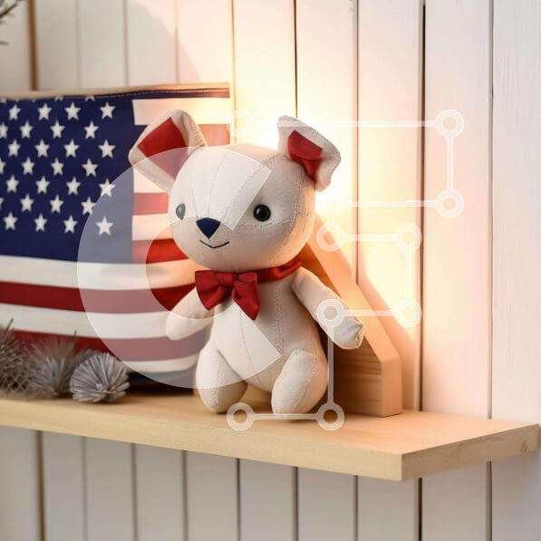 Intra Συλλεκτικό Ξύλινο Παζλ Plywood  4mm - Πατριωτικό γεμισμένο παιχνίδι και αμερικανική σημαία σε ξύλινο ράφι Σε Ξύλινο Κουτί - Διαστάσεις: 10x10 cm – 25 κομμάτια