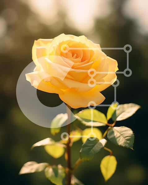 Intra Συλλεκτικό Ξύλινο Παζλ Plywood  4mm - Κίτρινο τριαντάφυλλο σε πλήρη άνθιση Σε Ξύλινο Κουτί - Διαστάσεις: 10x10 cm – 25 κομμάτια