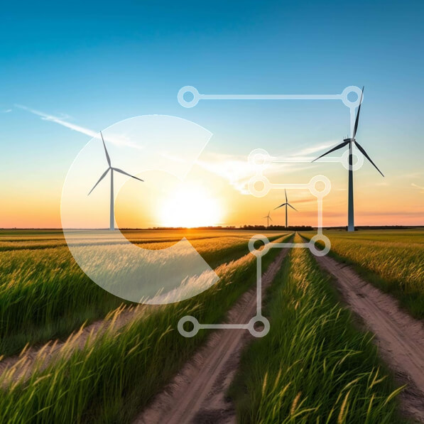 Intra Συλλεκτικό Ξύλινο Παζλ Plywood  4mm - Ανεμογεννήτριες στο γρασίδι στο ηλιοβασίλεμα Σε Ξύλινο Κουτί - Διαστάσεις: 10x10 cm – 25 κομμάτια