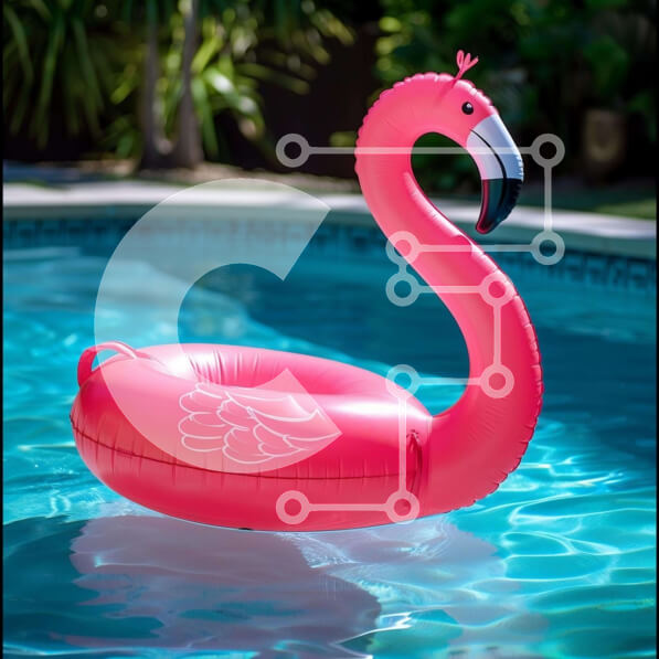 Intra Συλλεκτικό Ξύλινο Παζλ Plywood  4mm - Ροζ φλαμίνγκο που επιπλέει σε μια πισίνα Σε Ξύλινο Κουτί - Διαστάσεις: 10x10 cm – 25 κομμάτια