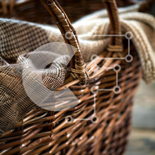 Intra Συλλεκτικό Ξύλινο Παζλ Plywood  4mm - Ψάθινο καλάθι με κουβέρτες και χερούλια Σε Ξύλινο Κουτί - Διαστάσεις: 10x10 cm – 25 κομμάτια