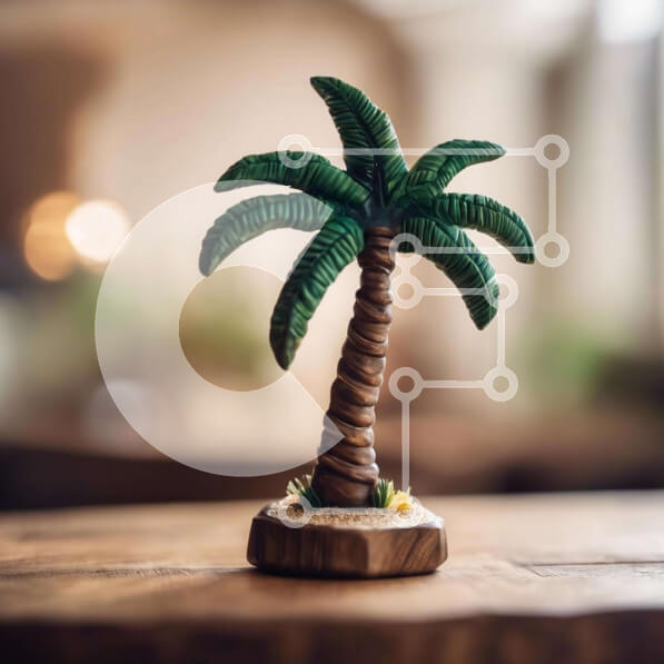 Intra Συλλεκτικό Ξύλινο Παζλ Plywood  4mm - Τροπικός φοίνικας σε ξύλινο τραπέζι Σε Ξύλινο Κουτί - Διαστάσεις: 10x10 cm – 25 κομμάτια