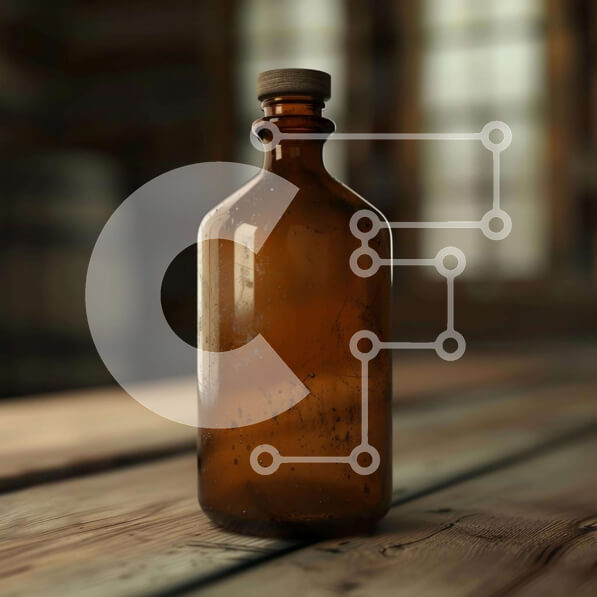 Intra Συλλεκτικό Ξύλινο Παζλ Plywood  4mm - Άδειο καφέ μπουκάλι σε ξύλινο τραπέζι Σε Ξύλινο Κουτί - Διαστάσεις: 10x10 cm – 25 κομμάτια