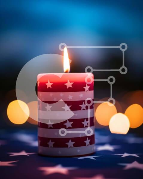 Intra Συλλεκτικό Ξύλινο Παζλ Plywood  4mm - Πατριωτικό κερί στην αμερικανική σημαία Σε Ξύλινο Κουτί - Διαστάσεις: 10x10 cm – 25 κομμάτια