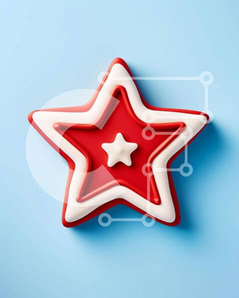 Σετ των 2 Intra Συλλεκτικό Ξύλινο Παζλ Plywood  4mm - Κόκκινο και λευκό μπισκότο φοντάν σε σχήμα αστεριού Σε Ξύλινο Κουτί - Διαστάσεις: 10x10 cm – 25 κομμάτια