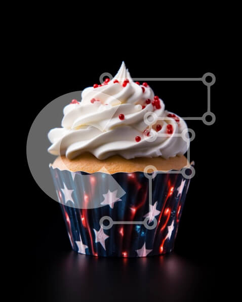 Σετ των 2 Intra Συλλεκτικό Ξύλινο Παζλ Plywood  4mm - Πατριωτικό Cupcake με Κόκκινα, Λευκά και Μπλε αστέρια Σε Ξύλινο Κουτί - Διαστάσεις: 10x10 cm – 25 κομμάτια