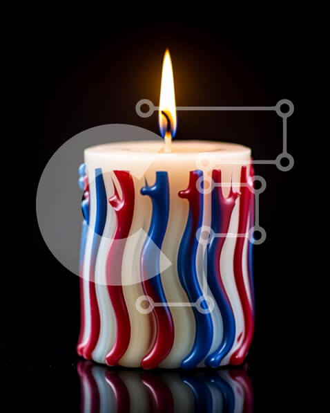 Intra Συλλεκτικό Ξύλινο Παζλ Plywood  4mm - Γιορτινό κερί με κόκκινες, λευκές και μπλε ρίγες Σε Ξύλινο Κουτί - Διαστάσεις: 10x10 cm – 25 κομμάτια