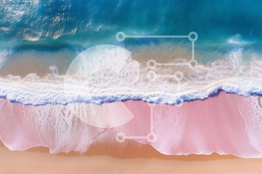 Intra Συλλεκτικό Ξύλινο Παζλ Plywood  4mm - Εναέρια θέα στην παραλία με ροζ και μπλε άμμο Σε Ξύλινο Κουτί - Διαστάσεις: 10x10 cm – 25 κομμάτια