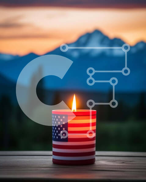 Intra Συλλεκτικό Ξύλινο Παζλ Plywood  4mm - Πατριωτικό κερί σε σχήμα αμερικανικής σημαίας Σε Ξύλινο Κουτί - Διαστάσεις: 10x10 cm – 25 κομμάτια