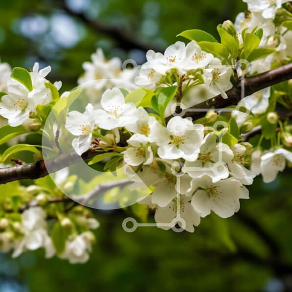 Intra Συλλεκτικό Ξύλινο Παζλ Plywood  4mm - Κλαδί δέντρου με λευκά λουλούδια την άνοιξη Σε Ξύλινο Κουτί - Διαστάσεις: 10x10 cm – 25 κομμάτια