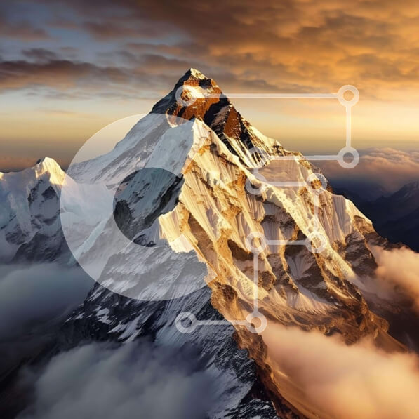 Intra Συλλεκτικό Ξύλινο Παζλ Plywood  4mm - Εναέρια άποψη του χιονισμένου βουνού στο ηλιοβασίλεμα Σε Ξύλινο Κουτί - Διαστάσεις: 10x10 cm – 25 κομμάτια