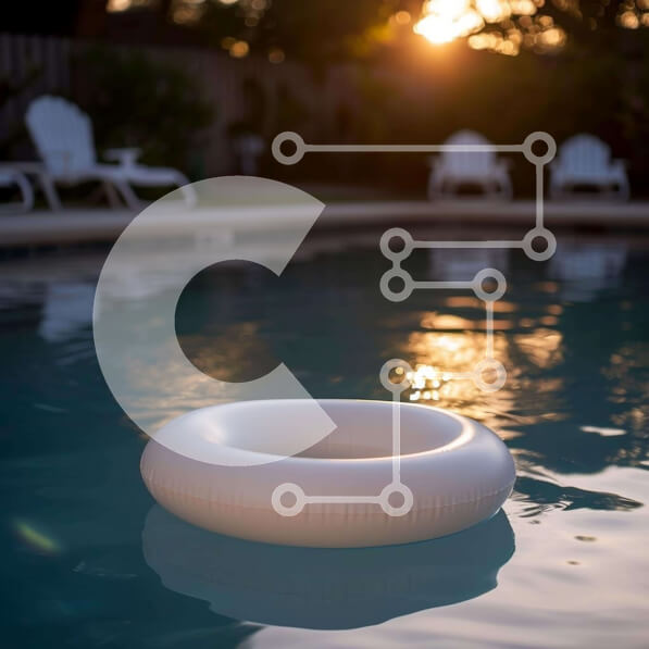 Intra Συλλεκτικό Ξύλινο Παζλ Plywood  4mm - Πισίνα με φουσκωτό δαχτυλίδι και καρέκλες Σε Ξύλινο Κουτί - Διαστάσεις Puzzle: 10x10 cm – 25 κομμάτια