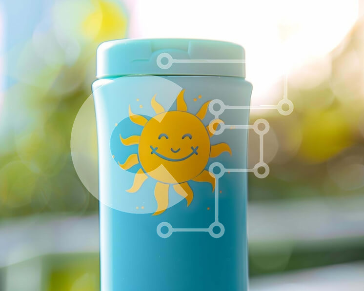 Intra Συλλεκτικό Ξύλινο Παζλ Plywood  4mm - Μπλε Thermos Cup με Sun Design και Smiley Face Σε Ξύλινο Κουτί - Διαστάσεις Puzzle: 10x10 cm – 25 κομμάτια