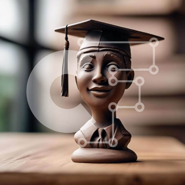 Intra Συλλεκτικό Ξύλινο Παζλ Plywood  4mm - Γλυπτό προτομής νεαρού άνδρα με ενδυμασία αποφοίτησης Σε Ξύλινο Κουτί - Διαστάσεις Puzzle: 10x10 cm – 25 κομμάτια