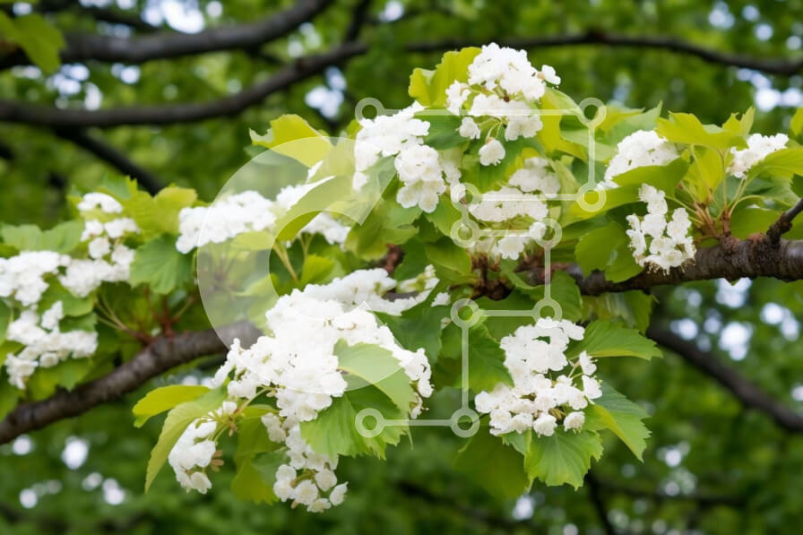 Intra Συλλεκτικό Ξύλινο Παζλ Plywood  4mm - Λευκά λουλούδια που ανθίζουν σε ένα κλαδί δέντρου Σε Ξύλινο Κουτί - Διαστάσεις: 10x10 cm – 25 κομμάτια