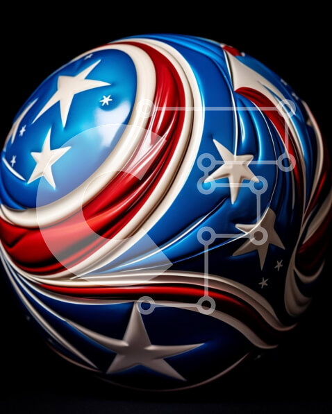 Intra Συλλεκτικό Ξύλινο Παζλ Plywood  4mm - Κόκκινη, λευκή και μπλε διακόσμηση μπάλας σε σχήμα αστεριού Σε Ξύλινο Κουτί - Διαστάσεις Puzzle: 10x10 cm – 25 κομμάτια