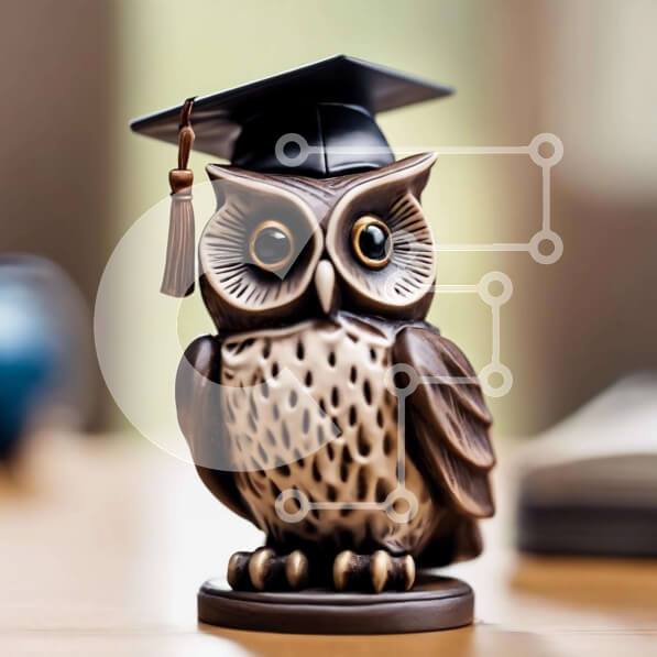 Intra Συλλεκτικό Ξύλινο Παζλ Plywood  4mm - Ειδώλιο κουκουβάγιας με καπάκι αποφοίτησης Σε Ξύλινο Κουτί - Διαστάσεις: 10x10 cm – 25 κομμάτια