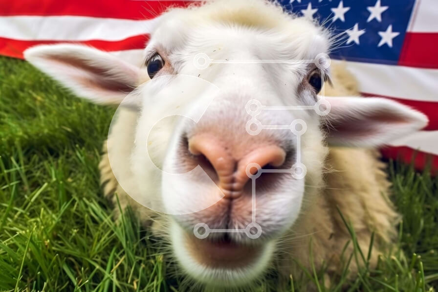 Σετ των 2 Intra Συλλεκτικό Ξύλινο Παζλ Plywood  4mm - Περίεργο πρόβατο δίπλα στην αμερικανική σημαία Σε Ξύλινο Κουτί - Διαστάσεις: 10x10 cm – 25 κομμάτια