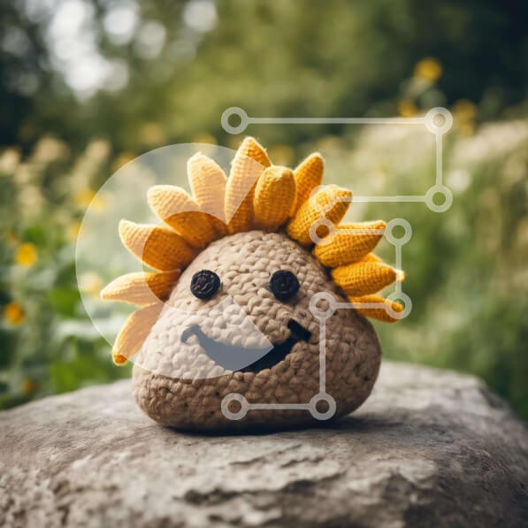 Intra Συλλεκτικό Ξύλινο Παζλ Plywood  4mm - Παιχνίδι ηλίου με κροσέ στη φύση Σε Ξύλινο Κουτί - Διαστάσεις: 10x10 cm – 25 κομμάτια