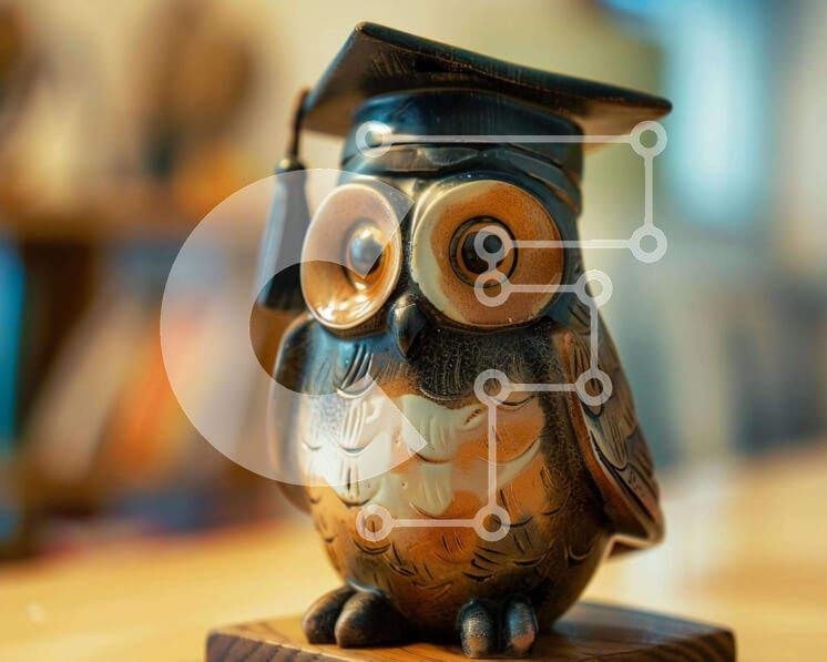 Intra Συλλεκτικό Ξύλινο Παζλ Plywood  4mm - Ακαδημαϊκό ειδώλιο κουκουβάγιας με καπάκι αποφοίτησης Σε Ξύλινο Κουτί - Διαστάσεις Puzzle: 10x10 cm – 25 κομμάτια