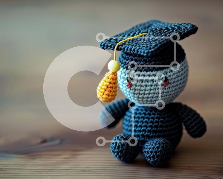 Intra Συλλεκτικό Ξύλινο Παζλ Plywood  4mm - Κροσέ κούκλα αποφοίτησης Σε Ξύλινο Κουτί - Διαστάσεις Puzzle: 10x10 cm – 25 κομμάτια