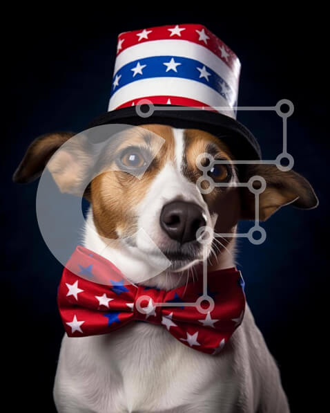 Intra Συλλεκτικό Ξύλινο Παζλ Plywood  4mm - Σκύλος που γιορτάζει την 4η Ιουλίου με ενδυμασία με θέμα την αμερικανική σημαία Σε Ξύλινο Κουτί - Διαστάσεις: 10x10 cm – 25 κομμάτια