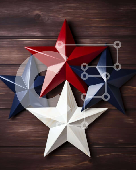 Intra Συλλεκτικό Ξύλινο Παζλ Plywood  4mm - Πατριωτικά αστεράκια Σε Ξύλινο Κουτί - Διαστάσεις Puzzle: 10x10 cm – 25 κομμάτια