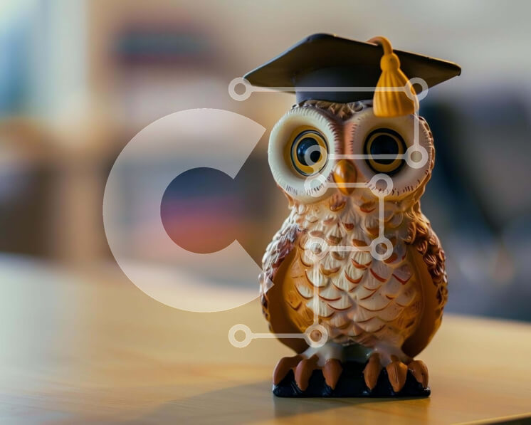 Intra Συλλεκτικό Ξύλινο Παζλ Plywood  4mm - Ειδώλιο λόγιος κουκουβάγιας με καπάκι αποφοίτησης Σε Ξύλινο Κουτί - Διαστάσεις Puzzle: 10x10 cm – 25 κομμάτια