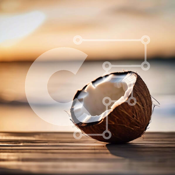 Σετ των 2 Intra Συλλεκτικό Ξύλινο Παζλ Plywood  4mm - Μισοφαγωμένη καρύδα σε ξύλινο τραπέζι Σε Ξύλινο Κουτί - Διαστάσεις: 10x10 cm – 25 κομμάτια