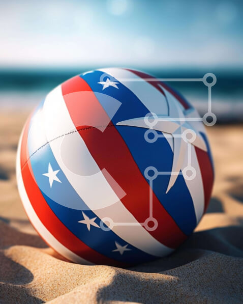 Intra Συλλεκτικό Ξύλινο Παζλ Plywood  4mm - Πατριωτική μπάλα παραλίας στην αμμώδη παραλία Σε Ξύλινο Κουτί - Διαστάσεις Puzzle: 10x10 cm – 25 κομμάτια