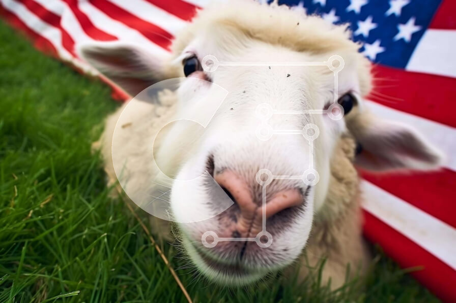 Σετ των 2 Intra Συλλεκτικό Ξύλινο Παζλ Plywood  4mm - Περίεργο πρόβατο με αμερικανική σημαία Σε Ξύλινο Κουτί - Διαστάσεις: 10x10 cm – 25 κομμάτια