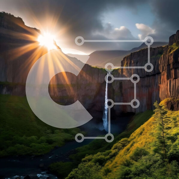 Intra Συλλεκτικό Ξύλινο Παζλ Plywood  4mm - Εντυπωσιακός καταρράκτης σε γκρεμό Σε Ξύλινο Κουτί - Διαστάσεις: 10x10 cm – 25 κομμάτια