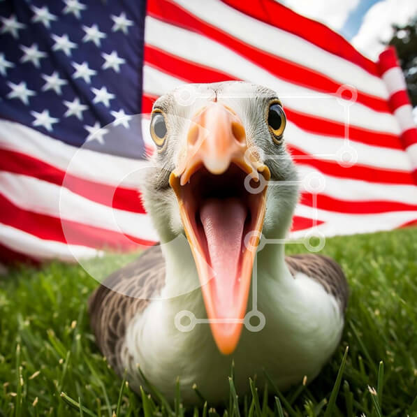 Intra Συλλεκτικό Ξύλινο Παζλ Plywood  4mm - Περίεργο πουλί μπροστά από την αμερικανική σημαία Σε Ξύλινο Κουτί - Διαστάσεις: 10x10 cm – 25 κομμάτια