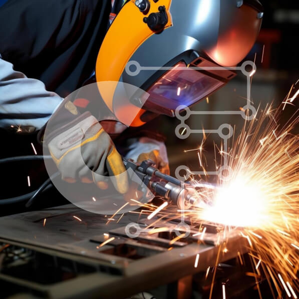 Intra Συλλεκτικό Ξύλινο Παζλ Plywood  4mm - Βιομηχανικός συγκολλητής που εργάζεται με σπινθήρες Σε Ξύλινο Κουτί - Διαστάσεις Puzzle: 10x10 cm – 25 κομμάτια