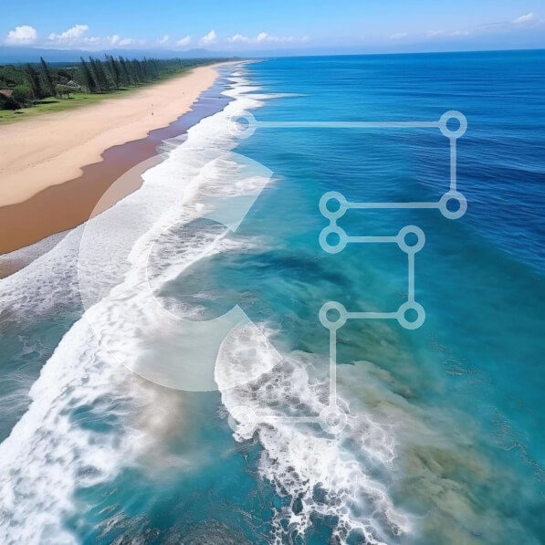 Intra Συλλεκτικό Ξύλινο Παζλ Plywood  4mm - Εναέρια άποψη της παραλίας και του ωκεανού με τους ανθρώπους Σε Ξύλινο Κουτί - Διαστάσεις: 10x10 cm – 25 κομμάτια