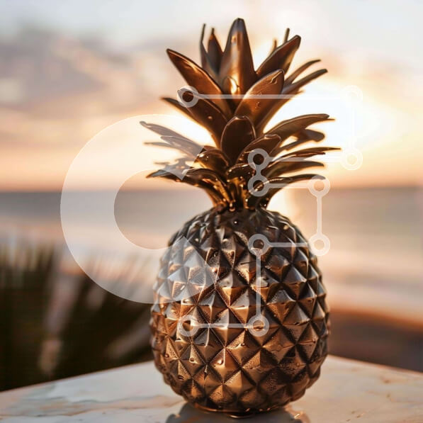 Intra Συλλεκτικό Ξύλινο Παζλ Plywood  4mm - Χρυσός ανανάς στο υπαίθριο τραπέζι Σε Ξύλινο Κουτί - Διαστάσεις: 10x10 cm – 25 κομμάτια