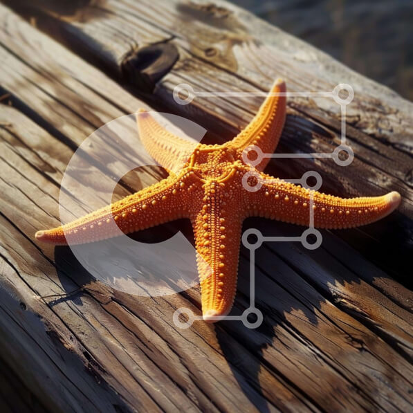 Intra Συλλεκτικό Ξύλινο Παζλ Plywood  4mm - Πορτοκαλί αστερίας σε ξύλινη σανίδα Σε Ξύλινο Κουτί - Διαστάσεις: 10x10 cm – 25 κομμάτια