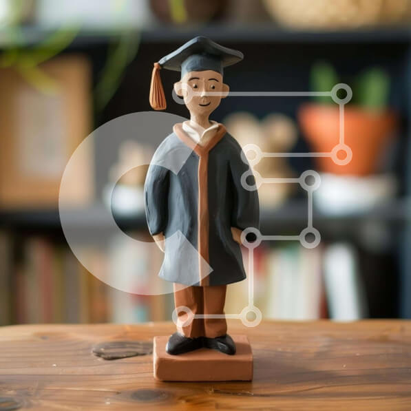 Intra Συλλεκτικό Ξύλινο Παζλ Plywood  4mm - Ειδώλιο αποφοίτησης ηλικιωμένου άνδρα Σε Ξύλινο Κουτί - Διαστάσεις Puzzle: 10x10 cm – 25 κομμάτια