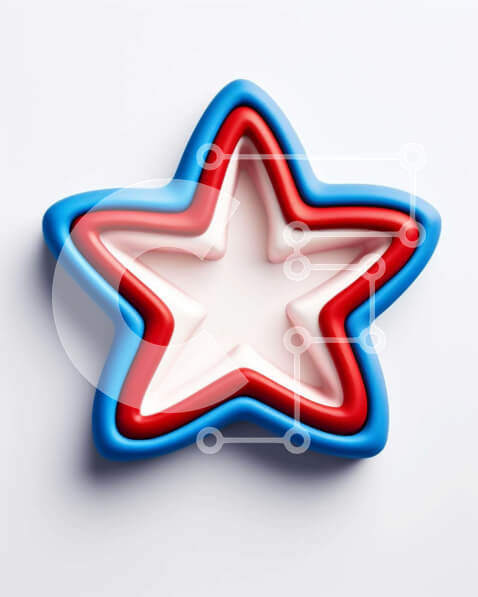 Σετ των 2 Intra Συλλεκτικό Ξύλινο Παζλ Plywood  4mm - Κόκκινο, λευκό και μπλε κόφτη μπισκότων σε σχήμα αστεριού σε λευκό φόντο Σε Ξύλινο Κουτί - Διαστάσεις: 10x10 cm – 25 κομμάτια