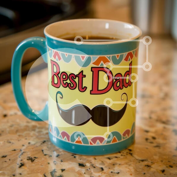 Intra Συλλεκτικό Ξύλινο Παζλ Plywood  4mm - Κούπα καφέ για την Ημέρα του Πατέρα με τύπωμα «Best Dad». Σε Ξύλινο Κουτί - Διαστάσεις Puzzle: 10x10 cm – 25 κομμάτια