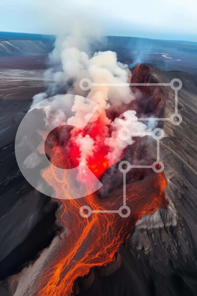 Σετ των 2 Intra Συλλεκτικό Ξύλινο Παζλ Plywood  4mm - Αεροφωτογραφία της τεράστιας ροής λάβας Σε Ξύλινο Κουτί - Διαστάσεις: 10x10 cm – 25 κομμάτια